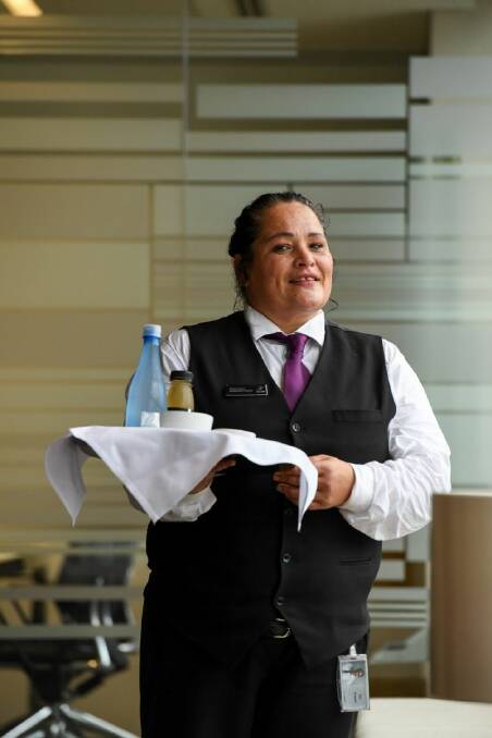 SMH News story by, Anna Patty. Photo shows, Teremoana Tangata is working at Westpac as part of a new program to better integrate people with disabilities into the workplace. Photo by, Peter Rae Friday 3 March, 2017 Photo: Peter Rae