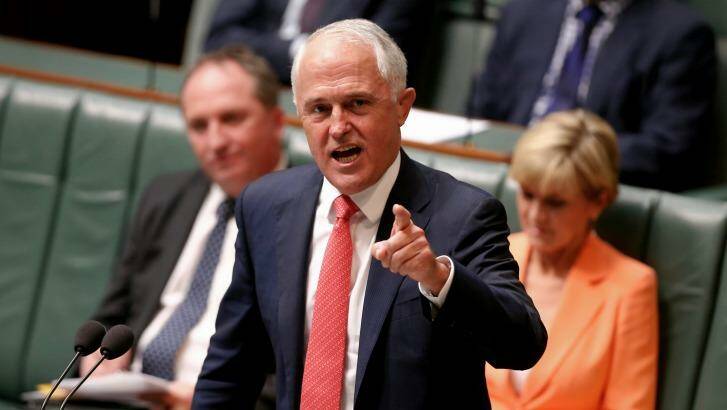 Prime Minister Malcolm Turnbull during question time on Tuesday. Photo: Alex Ellinghausen