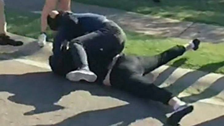 Children wrestled each other to the ground during the brawl. Photo: Channel Nine