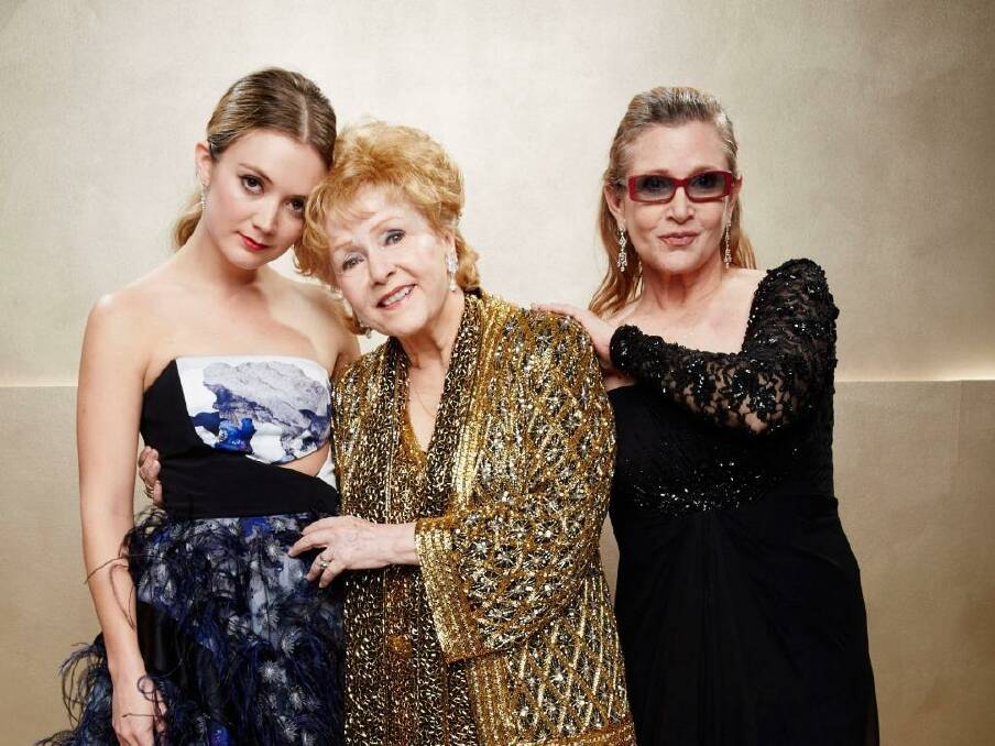 One of the last public images of three generations at the 2015 SAG Awards. Todd Fisher reportedly told Variety the star said, "I miss her so much, I want to be with Carrie," when organising Fisher's funeral plans. Photo: Kevin Mazur/WireImage
