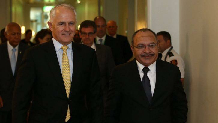 Prime Minister Malcolm Turnbull with PNG Prime Minister Peter O'Neill at Parliament House in Canberra in March. Photo: Andrew Meares