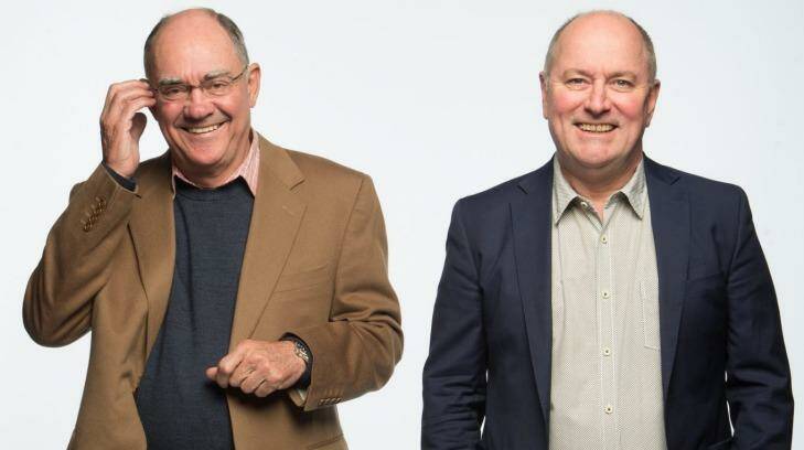 Breakfast kings: 3AW's Ross Stevenson, left, and John Burns, host Melbourne's most popular radio show. Photo: Simon Schluter