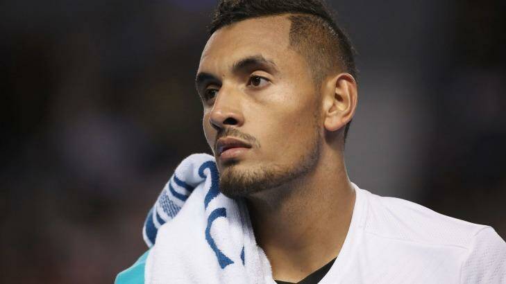 "It's on me, I guess. My body's not in good enough shape. You live and you learn," Kyrgios said afterwards. Photo: Mark Kolbe/Getty Images