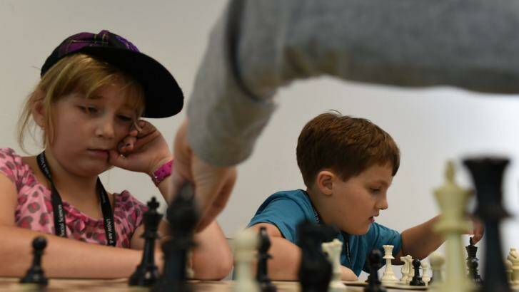 Children take part in chess workshops at the courses at UNSW. Photo: Brendan Esposito