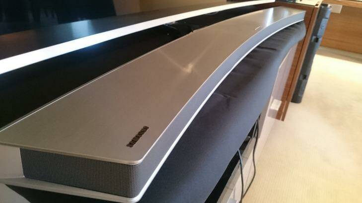 Samsung's series 8 soundbar matches the TV perfectly and brings your sound to a bare minimum cinema quality, but it won't sate audiophiles, especially at $1699. Photo: Tim Biggs