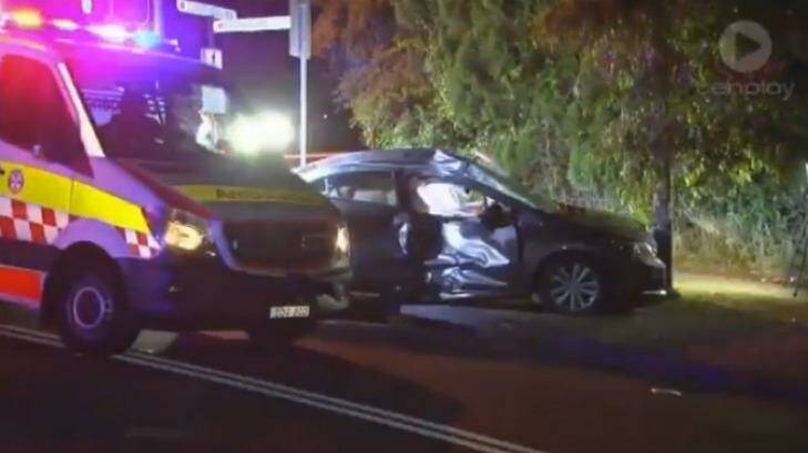 The driver of the car was killed in the crash at Lane Cove.  Photo: Ten News Sydney