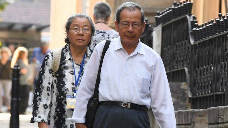 Min "Norman" Lin's parent, Feng Qing Zhu (left) and Yang Fei Lin, arrive at the Supreme Court on Friday. Photo: Peter Rae