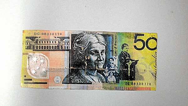 An example of a fake $50 note.
