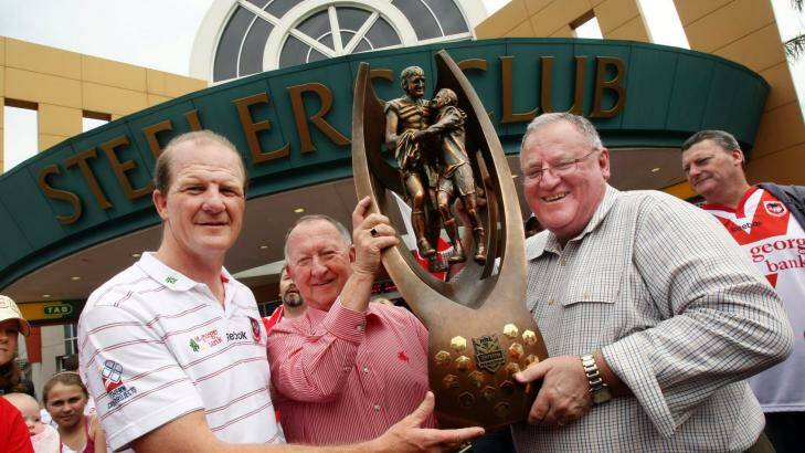 Steel City: Sean O'Connor with fellow Steelers and St George Illawarra board members Bob Millward and Peter Newell after the 2010 premiership. Photo: Ken Robertson