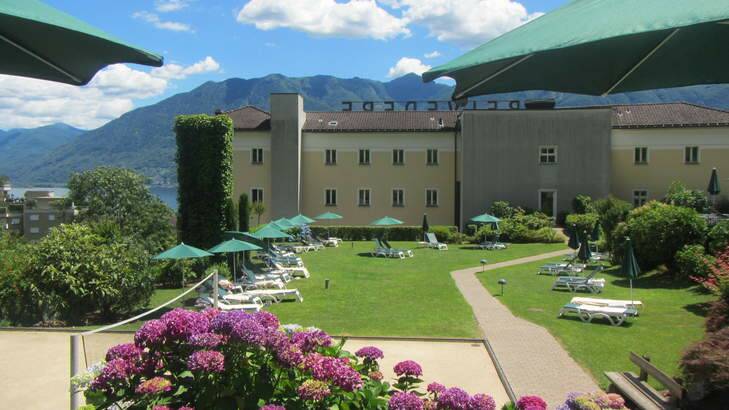 Cowbell country: the grounds of Hotel Belvedere in Locarno. Photo: Angie Kelly