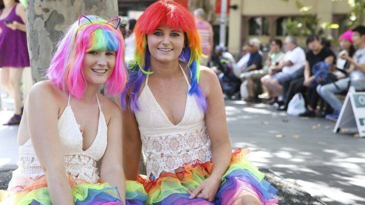 Colour is out in force on the streets of Sydney for the Mardi Gras. Photo: Anna Kucera