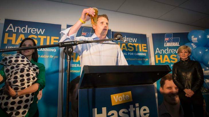 Andrew Hastie toasts the memory of Don Randle. Photo: Tony McDonough