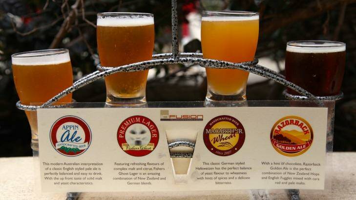 The Beer flight sampler from Infusion Bar and Brewery, Rydges. Photo: Kerry van der Jagt