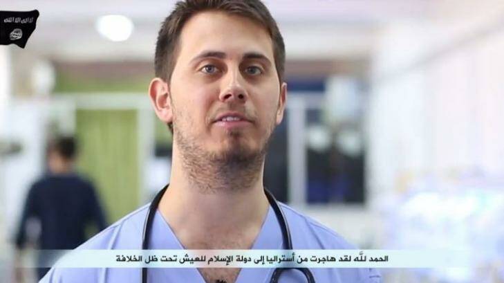 Australian doctor Tareq Kamleh in the IS propaganda video. Photo: Supplied