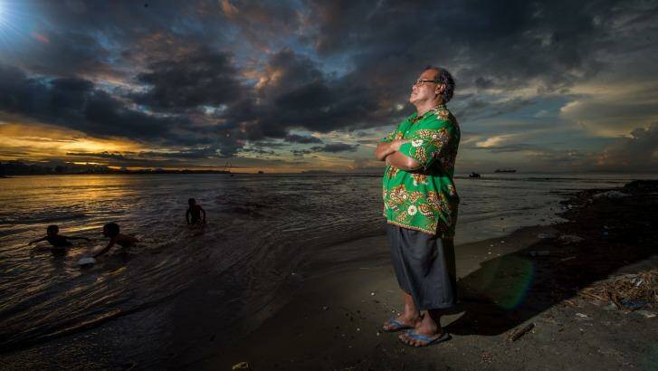 Father Nigel Kelaepa on the beach at Lord Howe Settlement. Photo: Penny Stephens