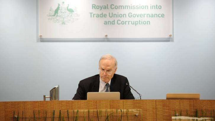 Commissioner Dyson Heydon at The Royal Commission into Trade Union Governance and Corruption. Photo: Simon Bullard