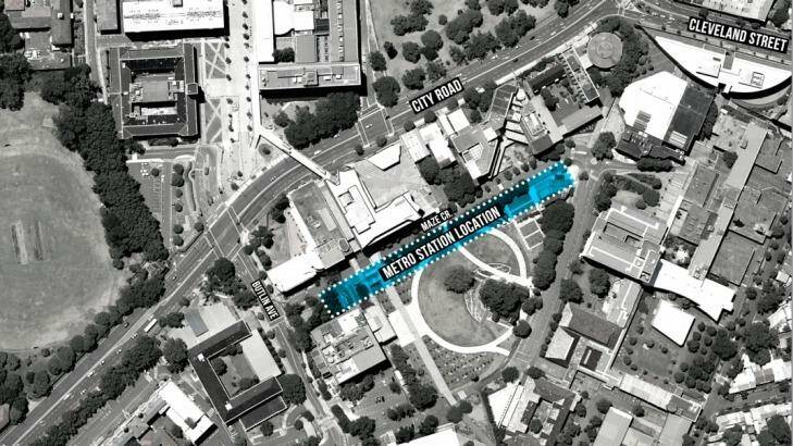 Sydney University's preferred site for a train station on Maze Crescent. Photo: Supplied