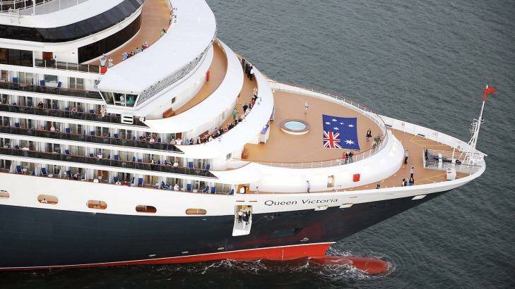 Bow: Queen Victoria visits Australia in 2008. Photo: James Morgan