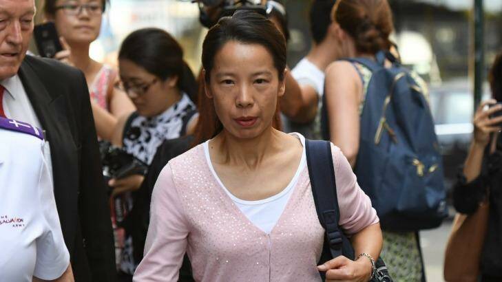 Robert Xie's wife Kathy Lin outside court on Friday. Photo: Peter Rae