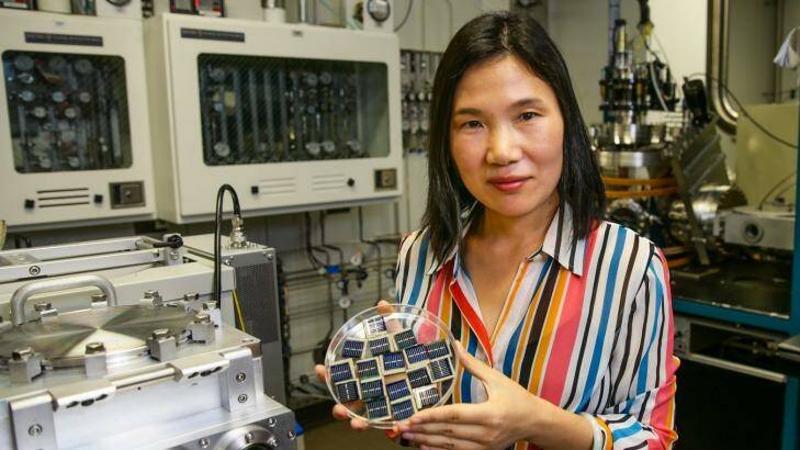 UNSW lead researcher Xiaojing Hao has developed new solar cells using non-toxic, relatively abundant materials, which may open up new fields for the industry. Photo: Dallas Kilponen