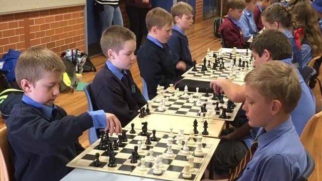 Kootingal students Tyler Flemming, Beau Robertson, Alexander Cracknell and Bodin Wallace play off against Nemingha Public school students.