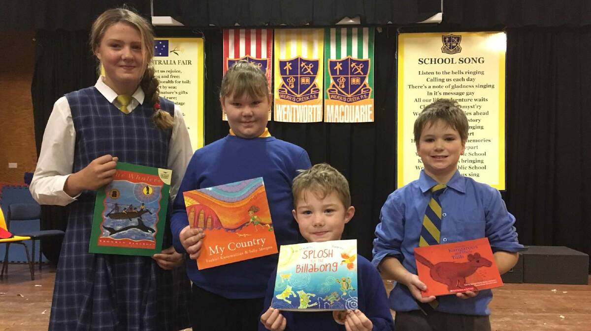 NAIDOC Colouring In Competition Winners, from left, Maddy Carter, Lilly Cope, Anthony Piper, Joshua Koppers