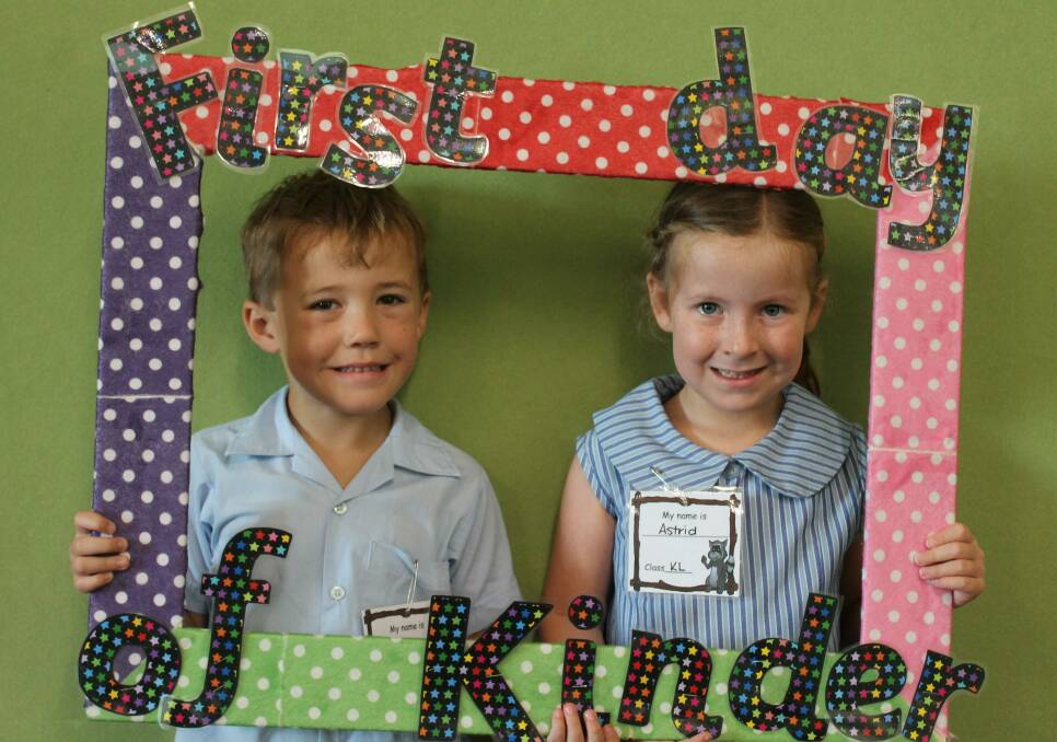 Jayden Bush and Astrid Baylis-Livingston had a great first day at school at St Edwards Primary