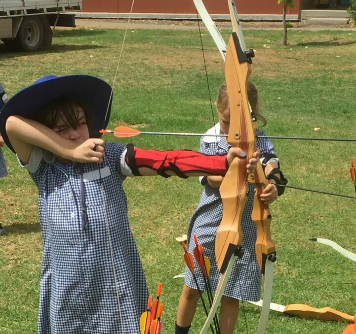 Currabubula's Sophie Vincent takes aim during the school's archery lessons