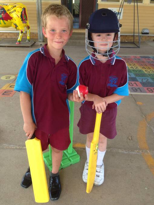 Attunga’s Daniel Wadwell (l) and Angela Baker ready to try their hands with the bat