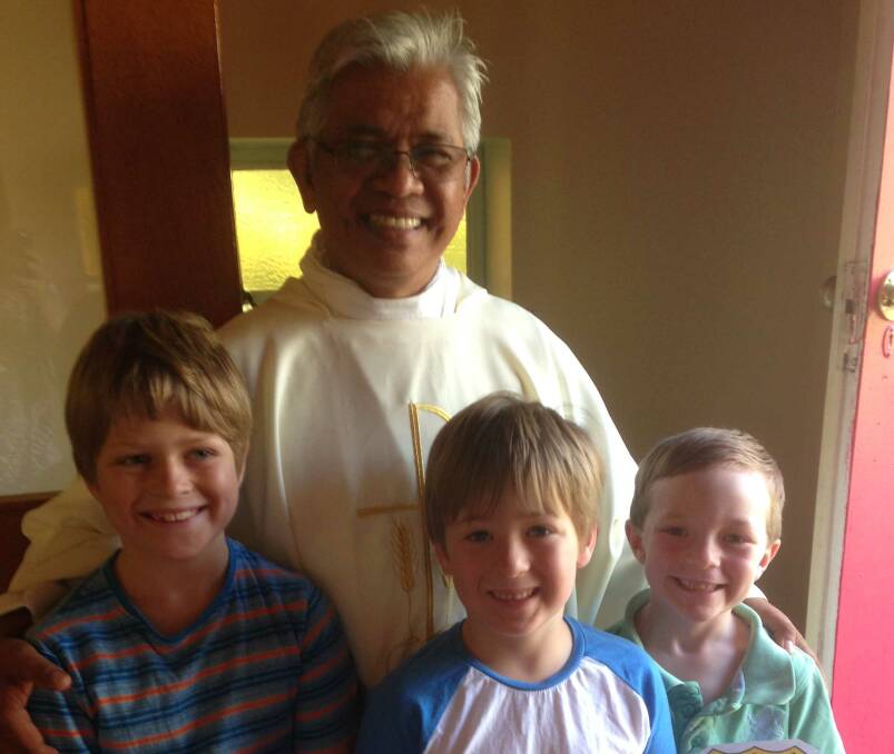 Father Vic was very appreciative of Willow Tree's Project Compassion donation presented to him by Stirling, Zac and Joel