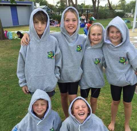 Back from left, Ned Swain, Bella McCarthy, Holly and Katie Martin, and front, Jake and Emily Walmsley Absent: Brad Johnson. They will be representing Willow Tree at the state swimming carnival.