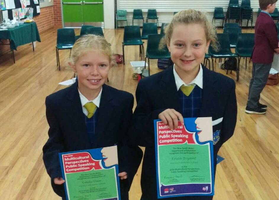 Emily Daw and Erica Bizant did an awesome job at the Multicultural Public Speaking competition in Tamworth