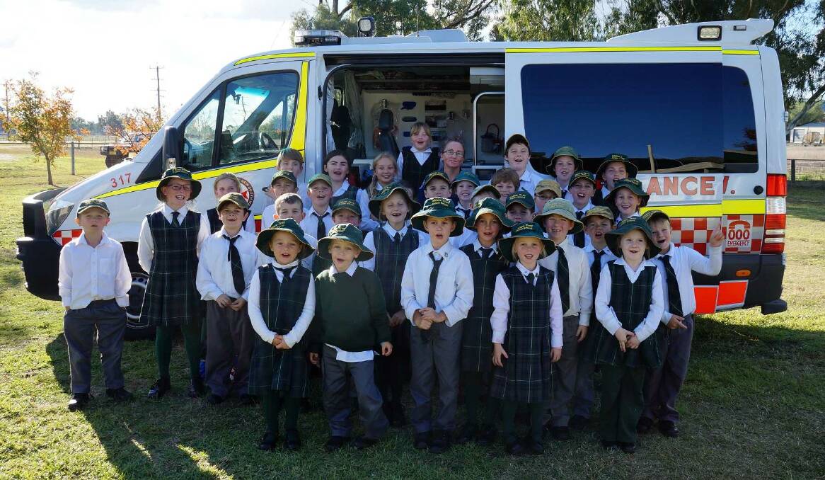 Willow Tree students with ambulance officer Julie during her visit to the school