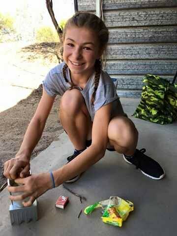 Calrossy year 8 student Ellie New prepares the girl's version of bush tucker, Two Minute Noodles