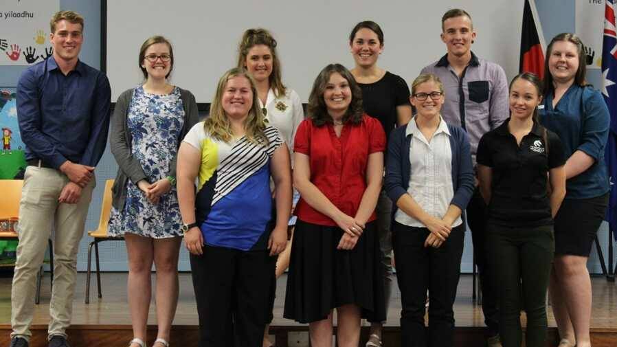 Westdale welcomes University of Newcastle pre-service teachers (back from left) Benjamin Evans, Joelle Hall, Kate Quirk, Jacinta Chapman, Rhys Donkin, Lauren Johnson. Front Geone Drinkwater, Jodie Muddle, Philippa Woodley and Gemma Conwell