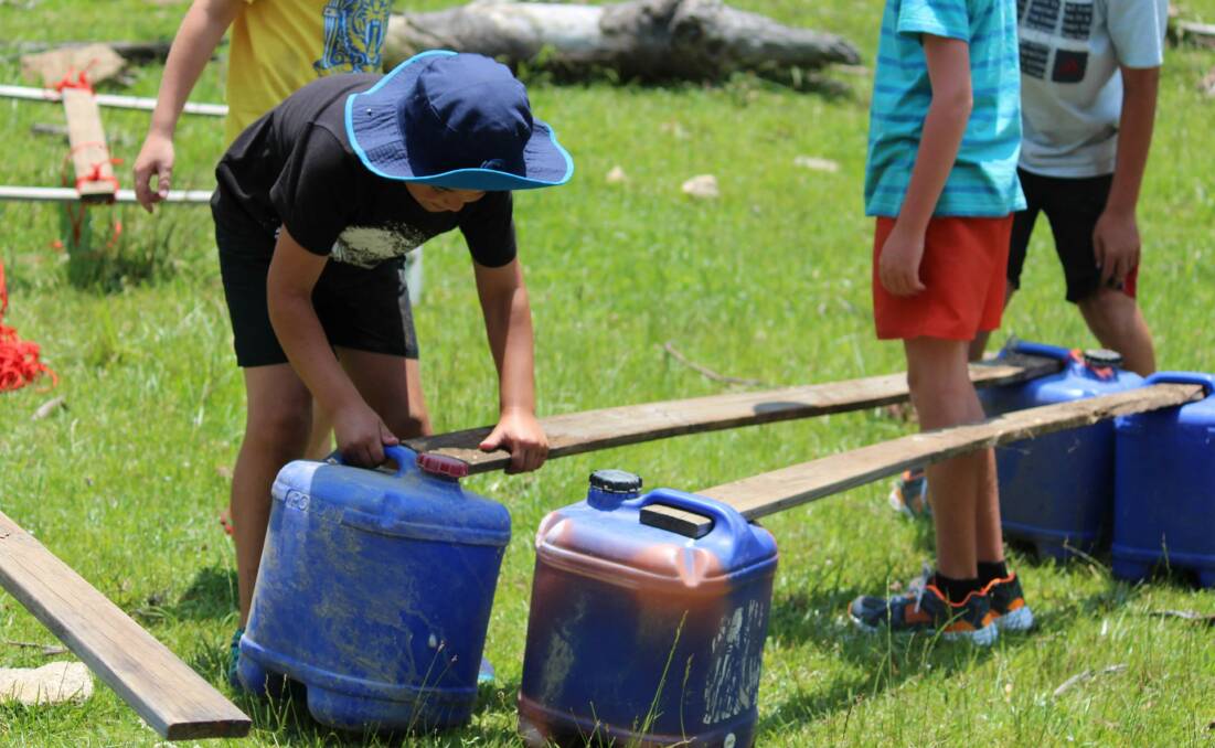 Raft building was one of the many activities for Kootingal students during the two day excursion