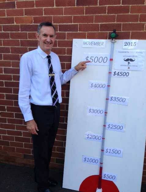 Tamworth Public School principal Lee Preston says the school's Movember funds are steadily growing, like the moustaches