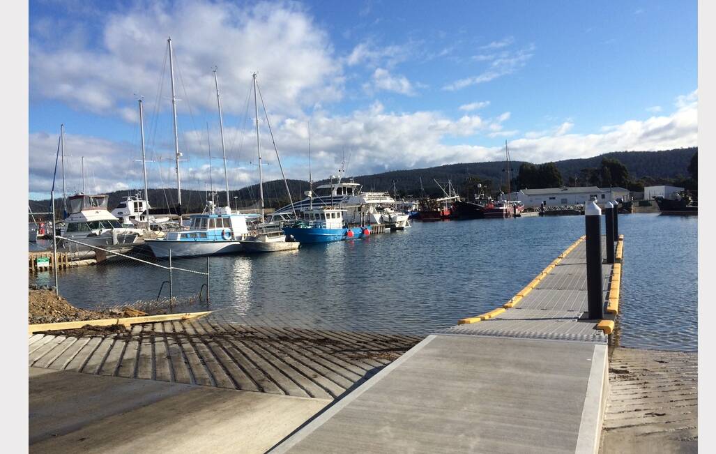 The Triabunna wharf on Saturday afternoon. Picture: Emily Baker