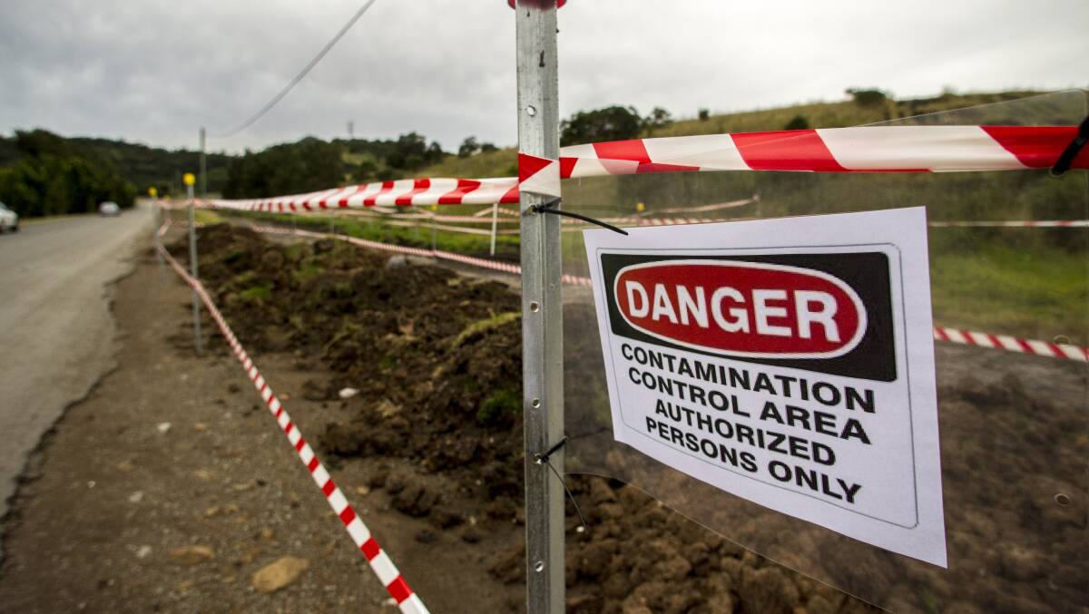 The dumping prevention barrier at Kembla Grange has been found to contain asbestos. Picture: CHRISTOPHER CHAN