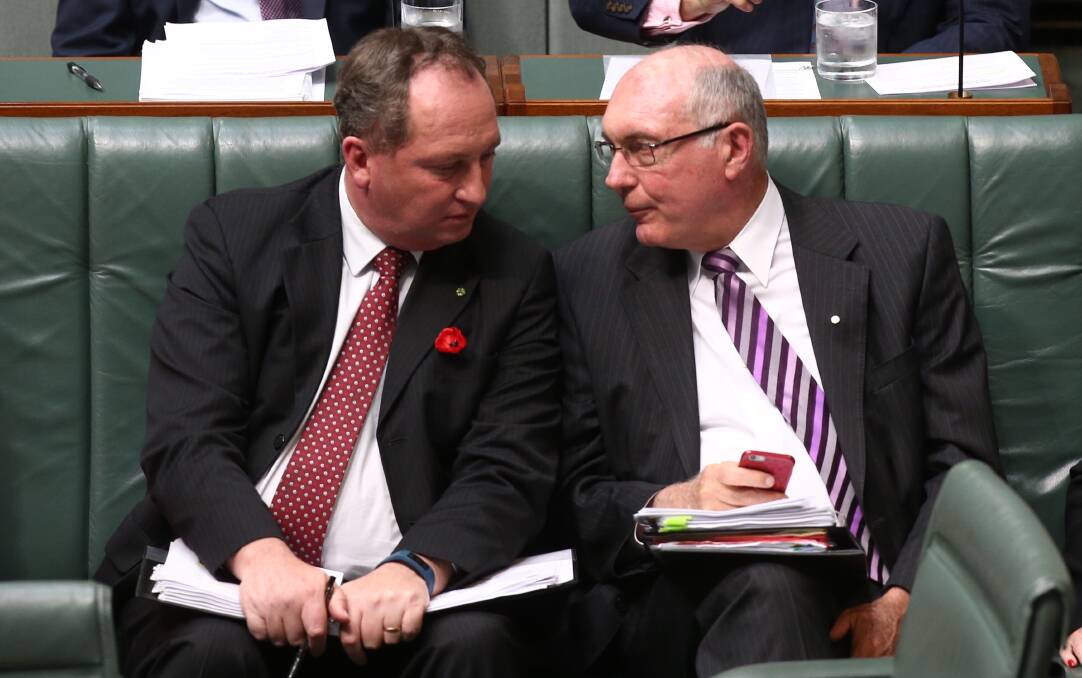 PASSING THE BATON: New England MP Barnaby Joyce is expected to become Nationals leader, and therefore deputy prime minister, at a meeting tonight. Photo: Andrew Meares 