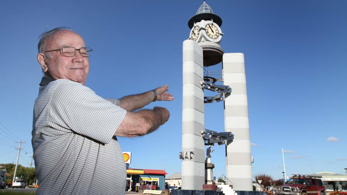 STANDING TALL: Jernej Bejzelj recalls his handyman skills when building the Ulverstone Memorial Clock in 1953. Picture: Katrina Dodd, The Advocate.