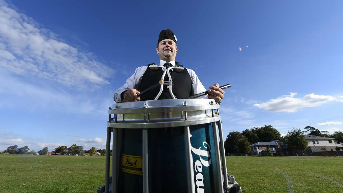Tim Bodey of the Fed Uni pipe band, which won a major competition last weekend. Picture: Justin Whitelock