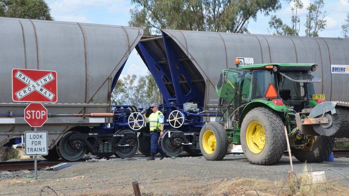 LUCKY ESCAPE: A coal train collided with a tractor near Breeza yesterday. 
Photo: Namoi Valley Independent
