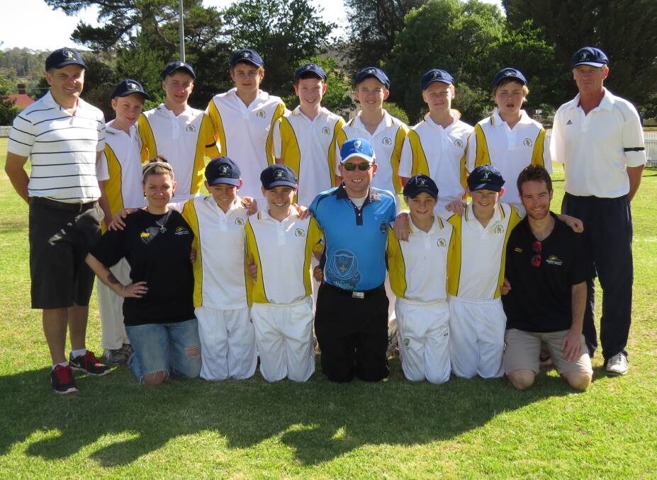 Next year’s Walter Taylor Shield was launched in Armidale recently with caps being handed out to the squad. (Back from left)Tony Jones (carnival convener), Josh Stace, Sam Wright, Wally Davidson, Liam Neeson, Ryan Schmitt, Dan Lethbridge, Sam Weston, John Farrar (coach), (Front from left) Mikaela Ingvarsdotter (Armidale Tourist Park), Tom Lashlie, Nick Farrar, Member for Northern Tablelands Adam  Marshall , Sterling George, Lachlan Jones, Mark Walter (Armidale Tourist Park).