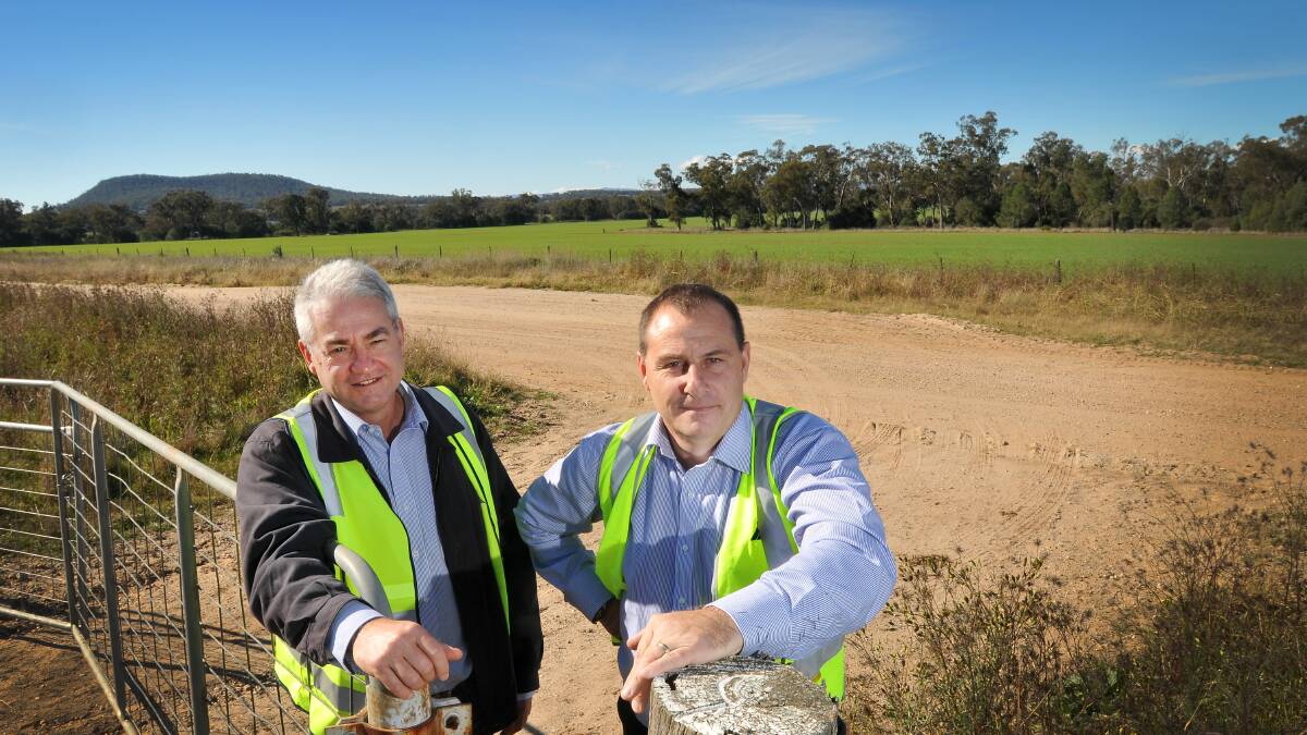 TRUST US: Shenhua Watermark’s environmental manager Mark Howes and project manager Paul Jackson are confident mining and agriculture can co-exist in the Liverpool Plains ahead of the Planning Assessment Commission’s meeting in Gunnedah this week. Photo: Gareth Gardner 190614GGA09