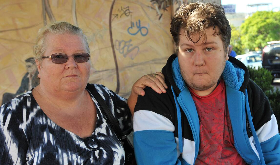 Relief: Bashing victim Mathew Lenton and his mother Ashley Lenton. Photo: Geoff O'Neill 130514GOC04