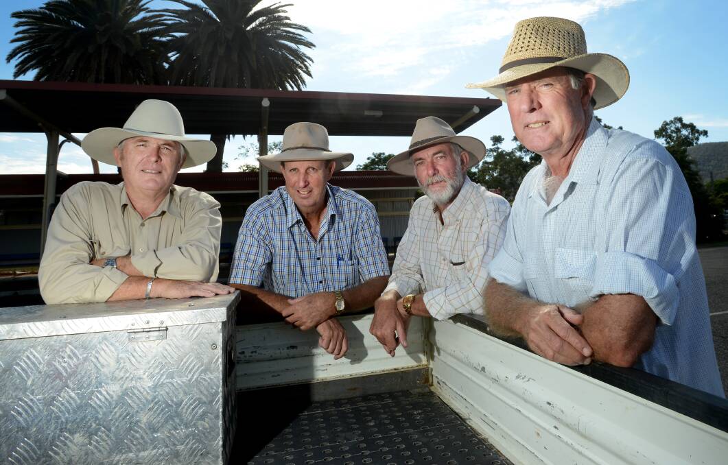 BUSTER BLOKES: From left, Tamworth men Bill Caley, Bede Burke, Russell Webb and Neville Evans are backing a Drought Buster BBQ to give support to the drought-stricken Walgett farming and business community. Photo: Gareth Gardner 140314GGA03 