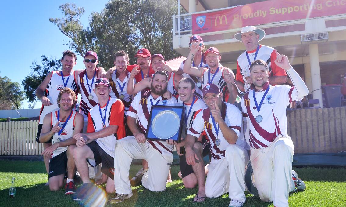 The Rail players  celebrate their second McDonald's Country Plate Final win at Tamworth's No 1 Oval yesterday. Photo: Gareth Gardner 291214GGC09
