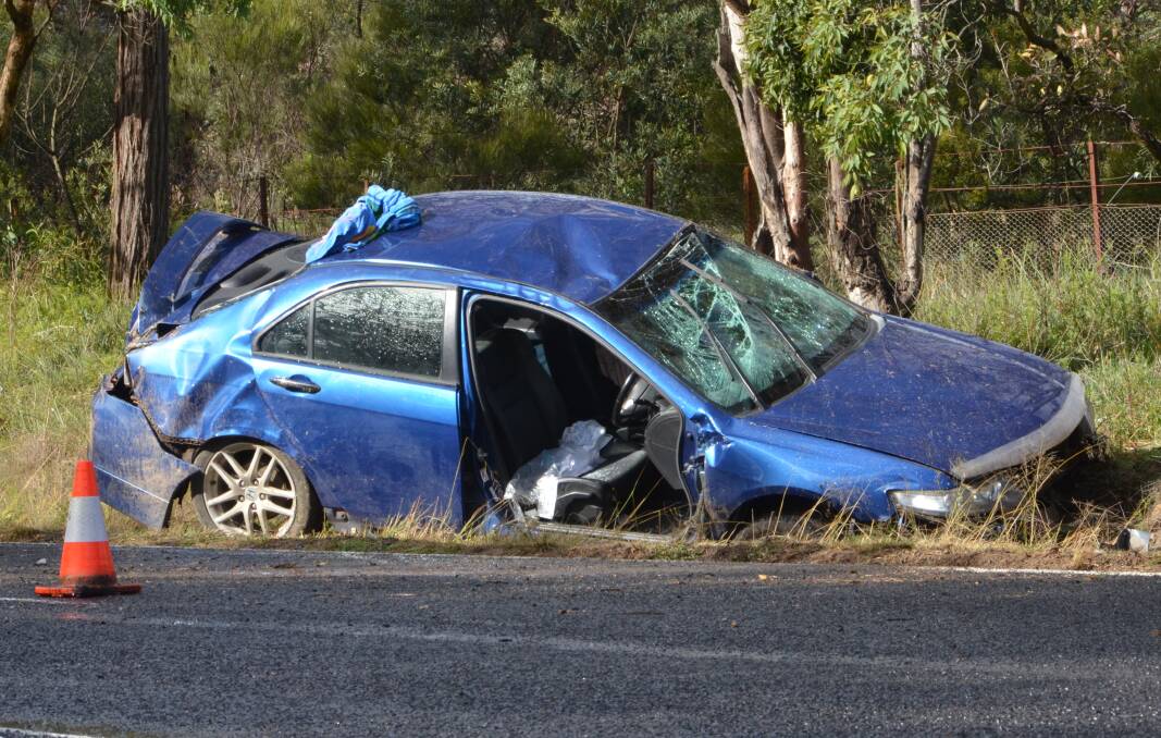 NARROW ESCAPE: A driver experienced only minor injuries in a crash near Kentucky yesterday, just a day after a tragic fatal accident at Glen Innes. Photo: Samantha-Jo Harris, The Armidale Express