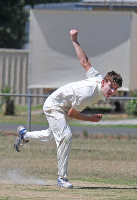 Sage Cook follows through during Inverell’s loss to Manilla on Sunday. 
Photo: Geoff O’Neill 211214GOB01